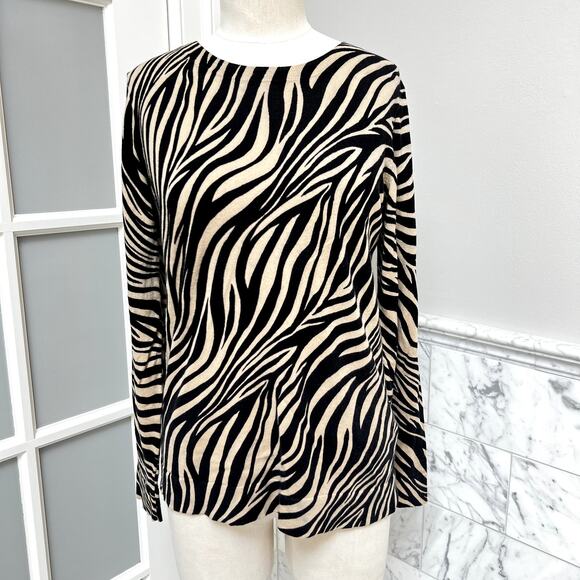 J. Crew Zebra Animal Print Teddie Sweater Small - Picture 2 of 5